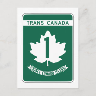 Prince Edward Island, Trans-Canada Highway Sign Postcard