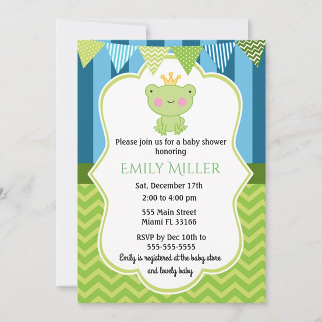 Prince Frog Baby Shower Invitation (Front)