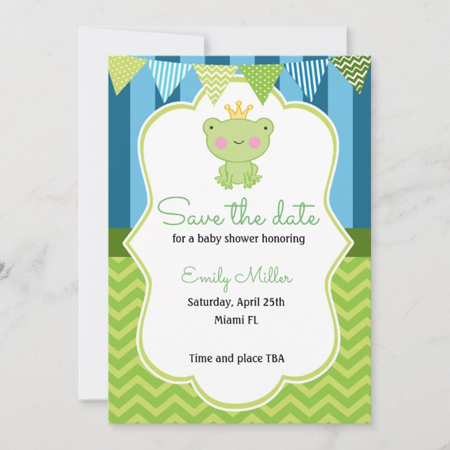Prince Frog Baby Shower Save the Date (Front)