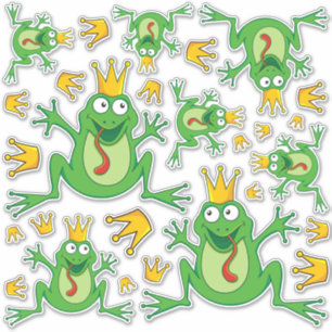 Prince Frog Icon Set Stickers