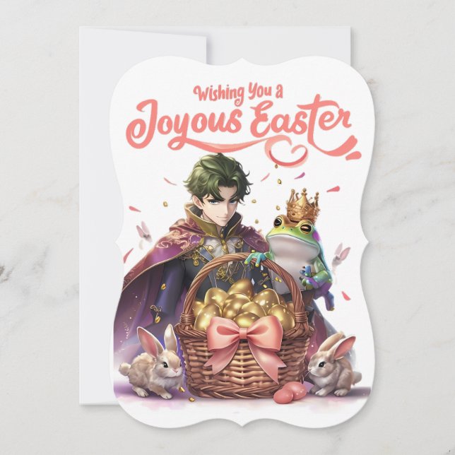 Prince, Frog King and Golden Eggs Easter Card (Front)
