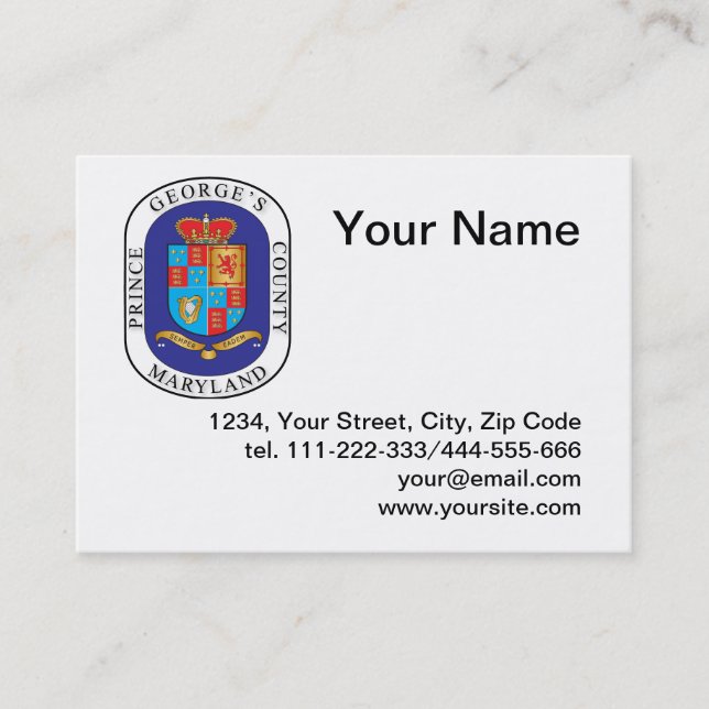 Prince George's County seal Business Card (Front)