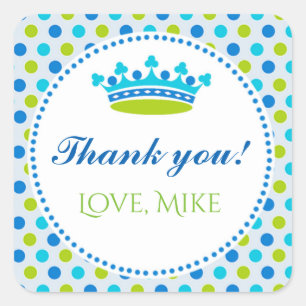 Prince Gift Favour Label Boy Thank You Sticker
