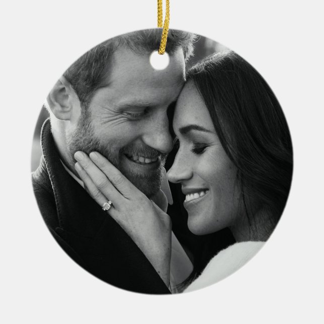 Prince Harry and Meghan Markle Ceramic Tree Decoration (Front)