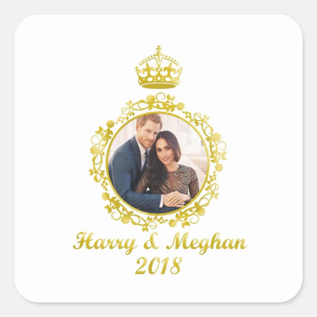 Prince Harry and Meghan Markle Square Sticker (Front)