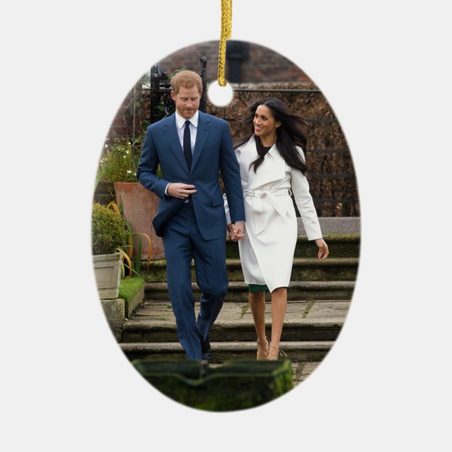 Prince Harry Meghan Markle Royal Wedding Ceramic Tree Decoration (Front)