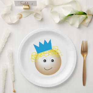 prince in fairytale, happy birthday paper plate
