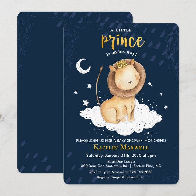 Prince Lion Baby Shower Invitation (Front/Back)