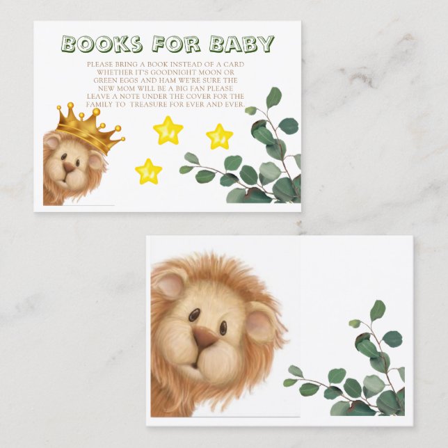 Prince Lion Golden Crown  Books for Baby Enclosure Business Card (Front/Back)