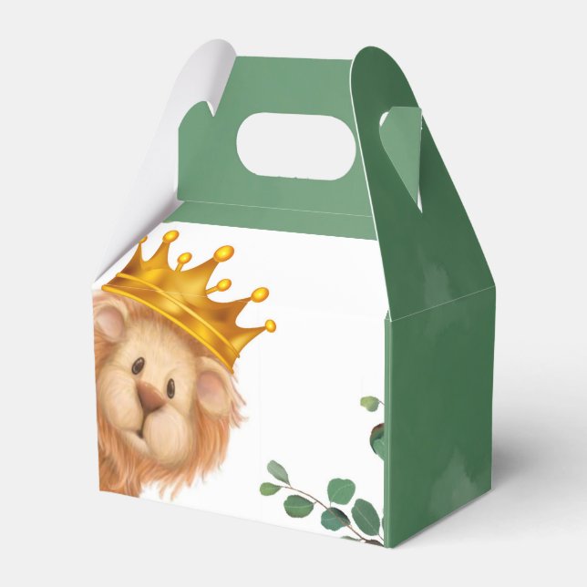 Prince Lion Golden Crown Boy Baby Shower Favour Box (Front Side)