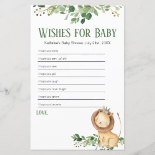 Prince Lion Greenery Floral Wishes for Baby