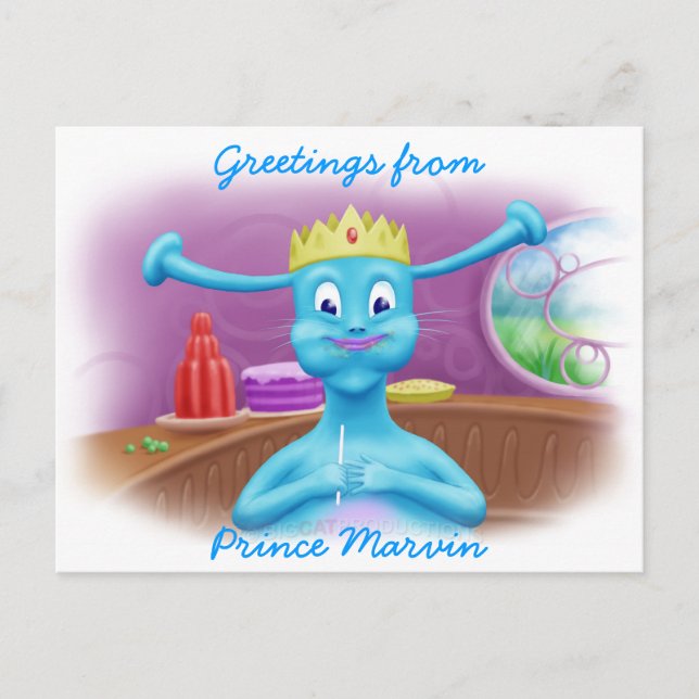 Prince Marvin at Brita's Shop Postcard (Front)