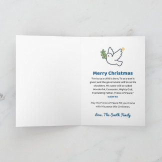 Prince of Peace Personalised Christmas Dove Card