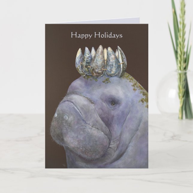 Prince of the Purple Manatees happy holiday card (Front)