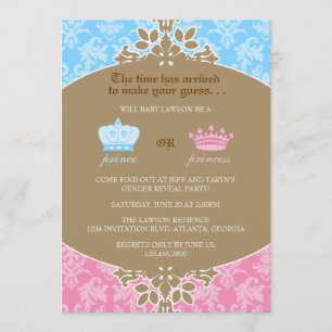 Prince or Princess Damask Gender Reveal Party Invitation