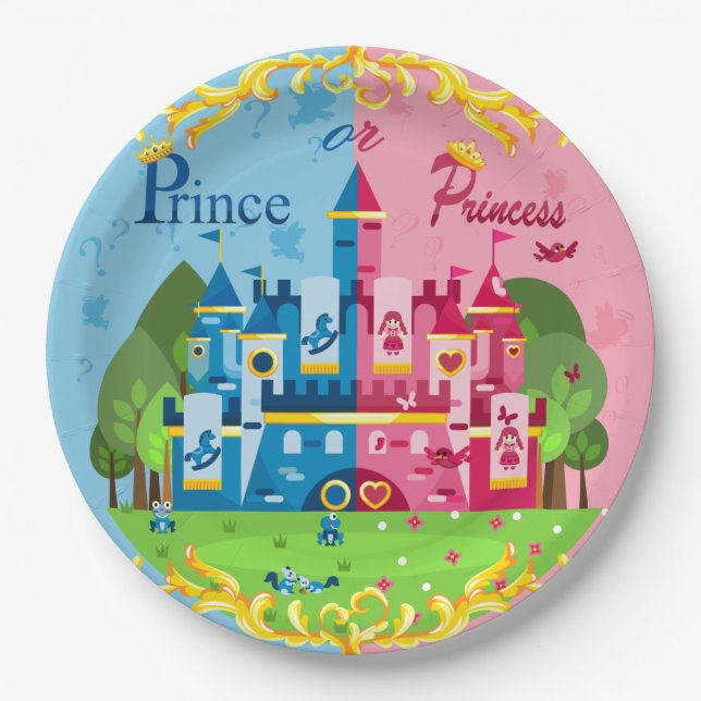 Prince or Princess Gender Reveal 9" Plates (Front)