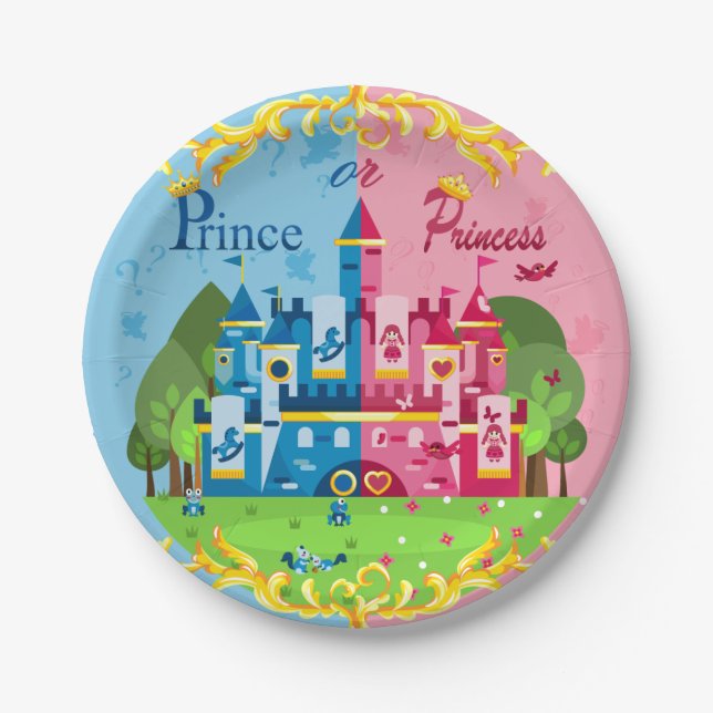 Prince or Princess Gender Reveal 9" Plates (Front)