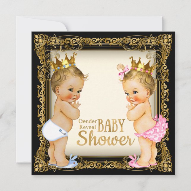 Prince or Princess Gender Reveal Fancy Baby Shower Invitation (Front)