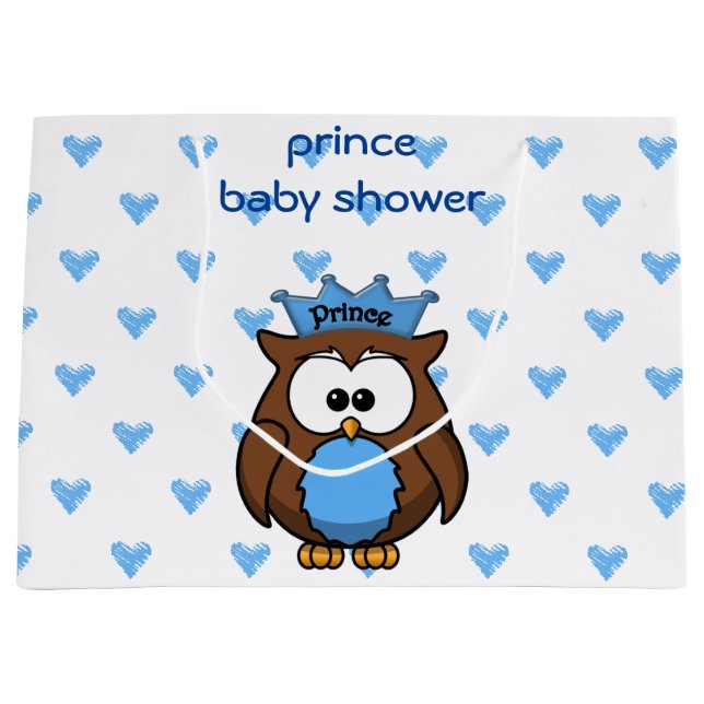 prince owl  baby shower gift bag (Front)
