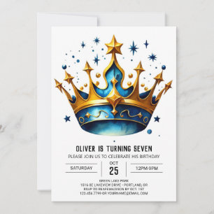 Prince Pink Birthday Crown Invitation