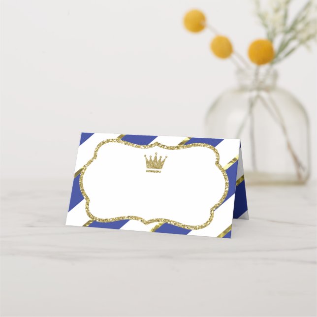 Prince Place Cards, Food Cards, Faux Gold Place Card (Front)