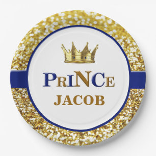 Prince plates   Navy and gold prince plates