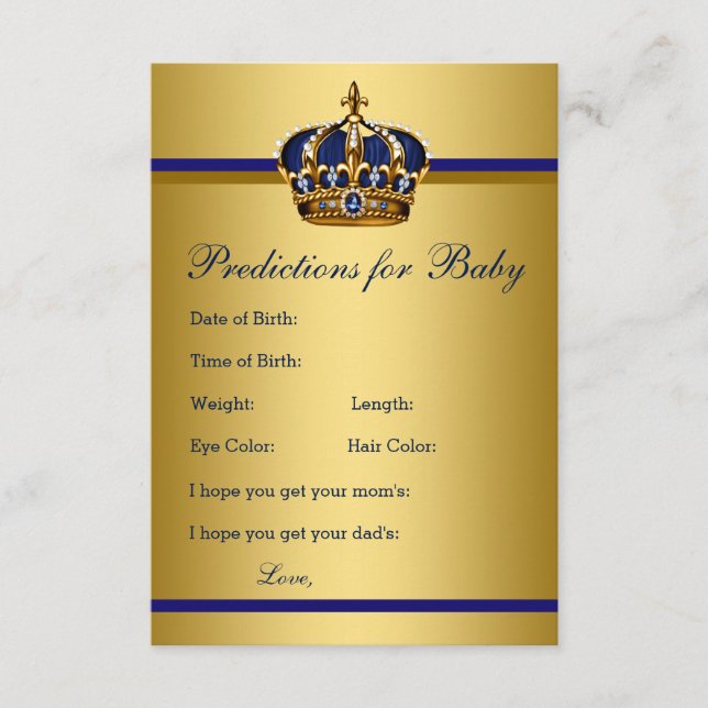 Prince Predictions for Baby Advice for Parent Card (Front)