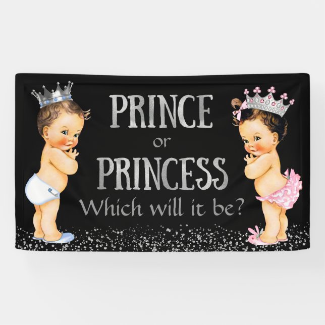 Prince Princess Gender Reveal Baby Shower Banner (Horizontal)