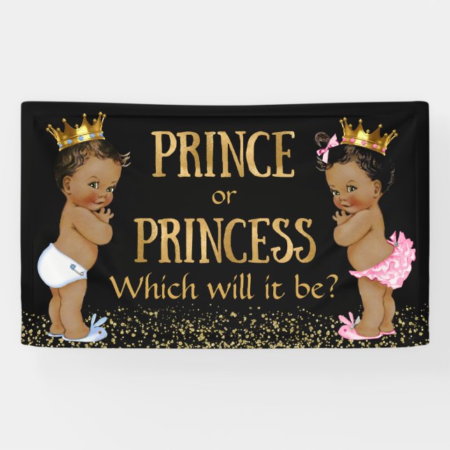 Prince Princess Gender Reveal Baby Shower Banner (Horizontal)