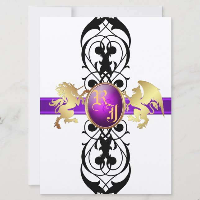 Prince & Princess Purple Gold Champagne 6x8 Invitation (Front)