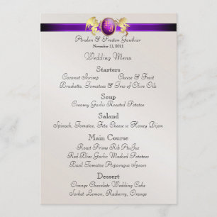 Prince & Princess Purple Jewel Crest Wedding Menu