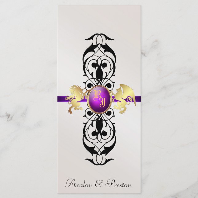 Prince & Princess Purple Jewel Wedding Program Programme (Front)