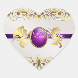 Prince & Princess Purple Love Heart Stickers