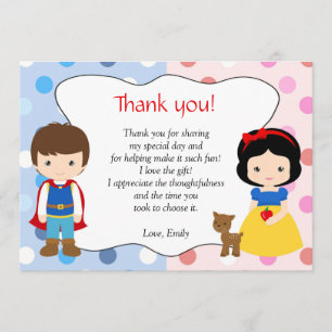Prince Princess Thank You Note Kids Birthday Party
