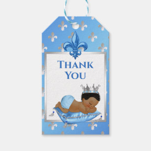 Prince Royal Baby Blue & Silver Crown Pillow Gift Tags