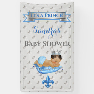 Prince Royal Baby Blue & Silver Pillow Boy Banner