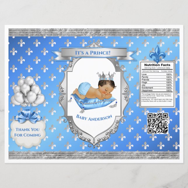 Prince Royal Baby Blue & Silver Pillow Chip Bag (Front)