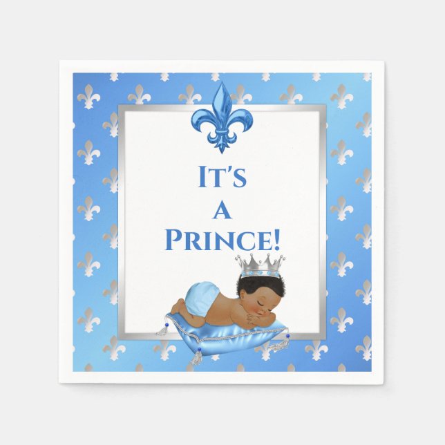 Prince Royal Baby Blue & Silver Pillow Napkin (Front)