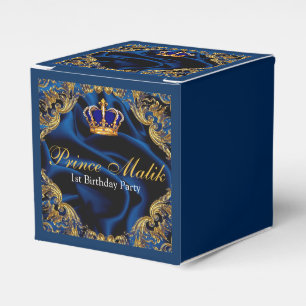 Prince Royal blue and gold crown and silk Favour Box