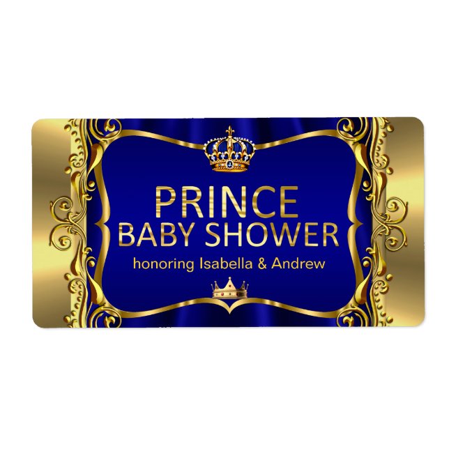 Prince Royal Blue Baby Shower Gold Boy (Front)