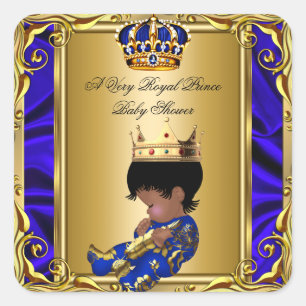 Prince Royal Blue Baby Shower Regal Gold Boy Square Sticker