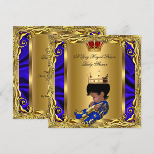 Prince Royal Blue Baby Shower Regal Red Gold Boy 5 Invitation