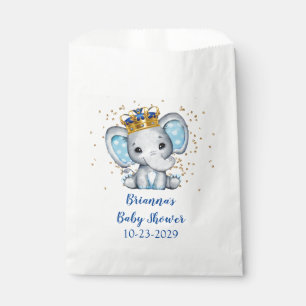 Prince Royal Blue Gold Elephant Boy Baby Shower Favour Bags