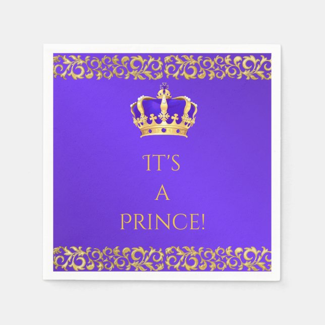 Prince Royal Purple & Gold Crown Napkin (Front)