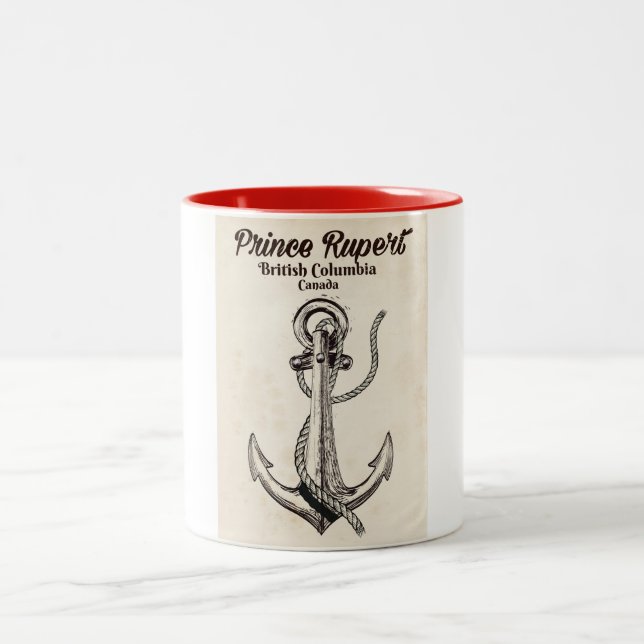 Prince Rupert, British Columbia Nautical poster Two-Tone Coffee Mug (Center)