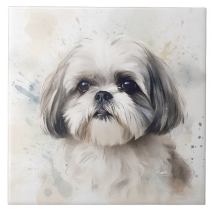 Prince Shih Tzu Watercolor Tile
