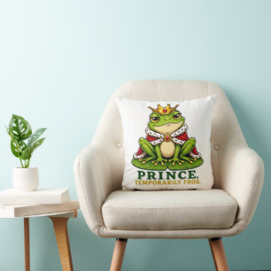 Prince. Temporarily Frog. Funny Frog Prince Cushion