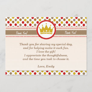 Prince Thank You Card Red Gold