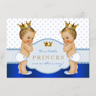 Prince Twin Boy Baby Shower Blonde Invitation