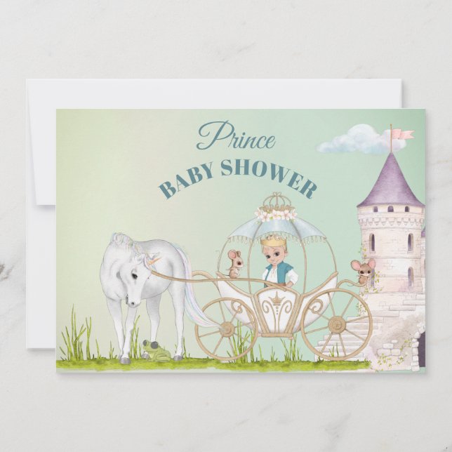 Prince Unicorn Crown Baby Boy Shower  Invitation (Back)